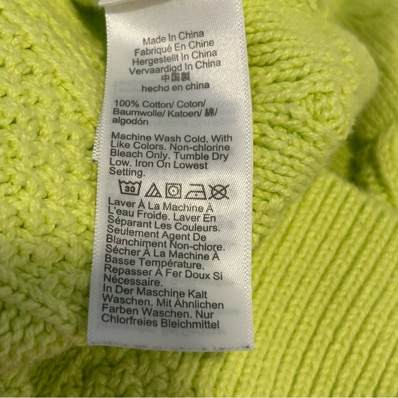J. Crew Cable Knit 100% Cotton Chartreuse Sweater Women’s Fisherman Crewneck - Picture 6 of 12
